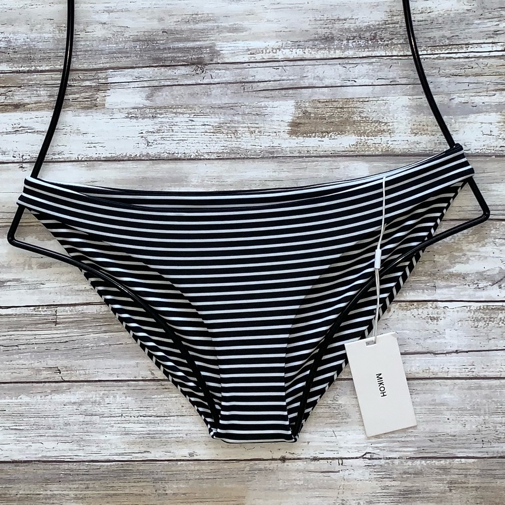 Mikoh Black and White Striped Bikini Bottom
